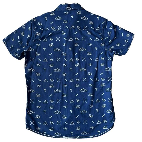Free Planet Shirt Men's Size S Button Up Cotton Blend‎ Short Sleeve Navy - Picture 7 of 7